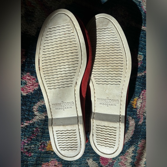 Minnetonka Red Suede Moccasins - Picture 3 of 3